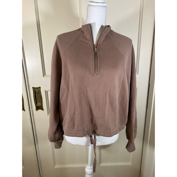 Urban Outfitters Women’s Taupe Cropped Mock Neck Sweatshirt Medium - Picture 1 of 8